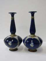 DOULTON STONEWARE, a pair of blue ground gourd design 26cm vases, model number 8365