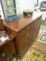 EARLY 19th CENTURY MAHOGANY CHEST OF DRAWERS, 2 short, 3 long graduated drawers, brass swan neck