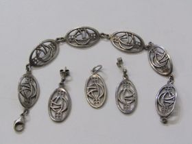SET OF SILVER CARRICK JEWELLERY, including bracelet, pendant, earrings, etc