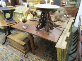 PERSIAN ALABASTER MARQUETRY CIRCULAR TOPPED GAMES TABLE on four carved 4 sea serpent legs, 46cm