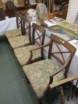 LATE REGENCY bar back dining chairs, set of 3 X back mahogany dining chairs with matching elbow