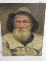 NEWLYN SCHOOL, oil on canvas, "Portrait of Old Salt", 46cm x 36cm