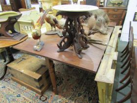 EARLY 19th CENTURY MAHOGANY DROP LEAF DINING TABLE, swing leg support, 168cm length 113 cm width