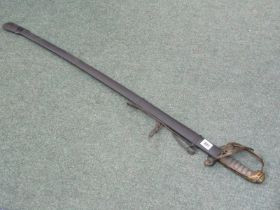 MILITARY, George IV Army officer's sword with scabbard and original lacquered brass handle