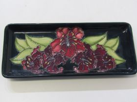 MOORCROFT, "Orchid" designed rectangular pin dish, 20cm width