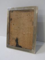 SILVER PLAIN BORDERED RECTANGULAR EASEL PHOTO FRAME, 24cm height, possibly Birmingham 1921