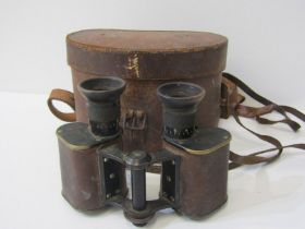 ANTIQUE BINOCULARS, original leather case pair of prismatic binoculars by Negretti and Zambra