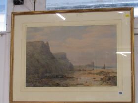 CHARLES BROOK, BRANWHITE signed watercolour "Fishing Boats at low tide", 38cm x 58cm