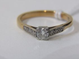 18ct YELLOW GOLD & PLATINUM DIAMOND SOLITAIRE RING, principal diamond approx 0.25 carat with