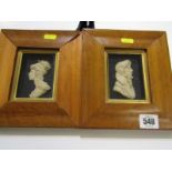WAX RELIEF PROFILES, pair of maple framed profiles by Leslie Ray