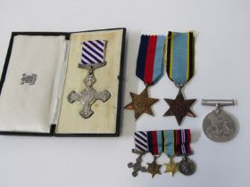 WWII DFC GROUP OF MEDALS, a boxed Distinguished Flying Cross dated 1944 (unnamed) together with 39/