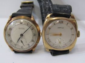 2 GOLD CASED WRIST WATCHES, 1 by Rotary, 1 by Vertex, both movements appear to be in working