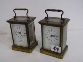 CARRIAGE CLOCKS, 2 Matthew Norman brass cased carriage clocks, 12cm height