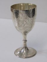 WALKER & HALL SILVER PEDESTAL GOBLET, floral and foliate engraved decoration, Sheffield 1902, 166