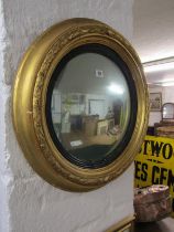 CONVEX MIRROR, circular gilded plaster convex mirror, 58cm diameter