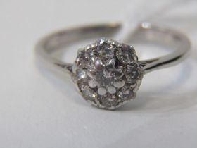 18ct WHITE GOLD DIAMOND CLUSTER RING, principal brilliant cut diamonds surrounded by further