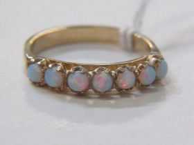 9ct YELLOW GOLD 7 STONE OPAL ETERNITY STYLE RING. Size P