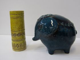 BITOSI, an Italian pottery elephant money box, 15cm height; also similar mustard glazed