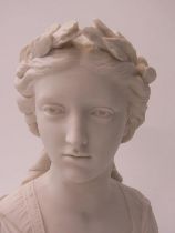 VICTORIAN PARIANWARE, a parianware bust of a lady emblematic of poetry marked LA Malempre, 1874,