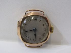 9ct YELLOW GOLD CASED LADY'S WRIST WATCH, movement appears to be in working condition