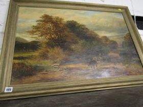 GEORGE TURNER, unsigned oil "Crossing the Brook", 50cm x 72cm