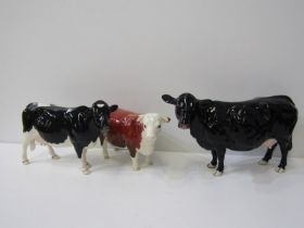 BESWICK CATTLE, a group of 3 cattle "Black Galloway cow/Shetland cow/Hereford cow"