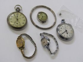 ASSORTED WATCHES, vintage Servis Sports 30s wrist watch, Ingersoll and Thompson levers plated pocket