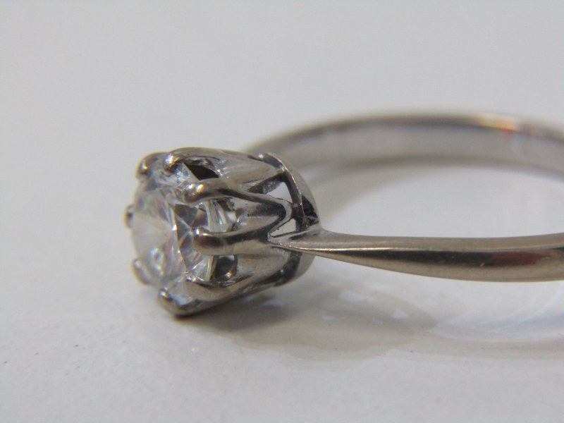 DIAMOND SOLITAIRE RING, 18ct white gold ring set .88ct diamond good colour and clarity, size N - Image 2 of 3