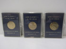 COMMEMORATIVE MEDAL, 3 Queen Elizabeth II silver Jubilee Commemorative medals in plastic