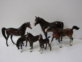 EQUESTRIAN, a group of 6 porcelain horses including Beswick