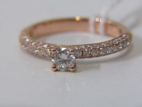 18ct ROSE GOLD DIAMOND RING, principal round brilliant cut diamond approximately 0.20 carat with
