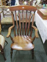 ANTIQUE COOPER'S ARMCHAIR, H stretcher with ash arms and seat