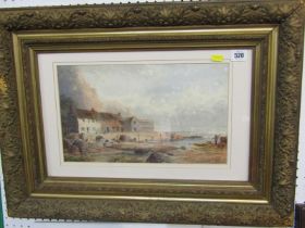 J.C. UREN, signed watercolour dated 1876 "Fisherman's Cottages" 22cm x 36cm