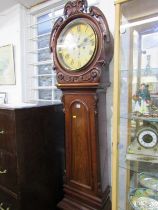 VICTORIAN MAHOGANY, 8 day longcase clock, circular dial with foliate carved hood, together with