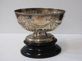 VICTORIAN SILVER OVAL FRUIT BOWL, embossed swag and ribbon decoration on fluted base, Sheffield