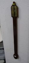 GEORGIAN MERCURY STICK BAROMETER, inlaid mahogany casing, 90cm height