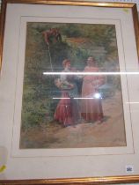 A. WEEDON, signed watercolour dated 1909, "Temptation", 52cm x 39cm