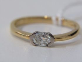 18ct YELLOW GOLD OVAL CUT DIAMOND SOLITAIRE RING, principal oval cut diamond 0.33 carat of good