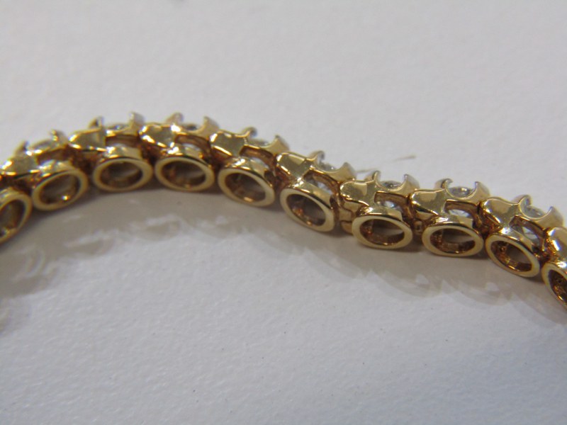 18ct YELLOW GOLD DIAMOND SET LINE BRACELET, complete with gemological science international - Image 3 of 5