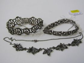 SELECTION OF SILVER MARCASITE SET JEWELLERY, including bracelets and choker