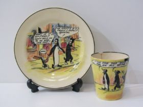 PIP SQUEAK AND WILFRED, Royal Doulton teaplate together with matching tumbler (as found)