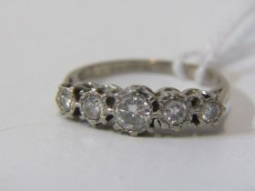 18ct WHITE GOLD 5 STONE DIAMOND RING, illusion set diamond ring, approx. 0.50 carat - 0.60 carat,