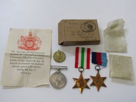 WORLD WAR II GROUP 3 MEDALS, 1939/45 medal, 39/45 Star and Italy Star, in box of issue to G C