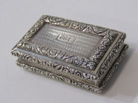 A FINE GEORGIAN SILVER RECTANGULAR SNUFF BOX with raised floral edging, Birmingham 1824, maker JW,