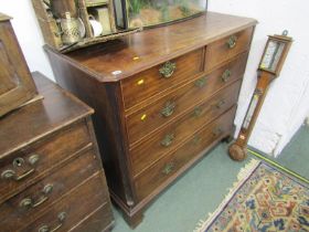 GEORGIAN MAHOGANY STRAIGHT FRONT CHEST, 2 short and 3 long graduated drawers with fluted canted