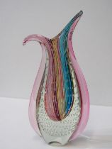 MURANO STYLE GLASS, multi-coloured glass vase, 32 cm height (slight damage)