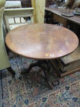 EARLY 19th CENTURY MAHOGANY CIRCULAR TOP SUPPER TABLE, tripod cabriole legs, 83cm diameter