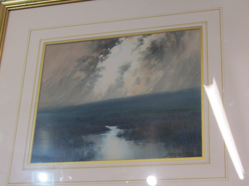 JOHN BARKER signed watercolour "A Dartmoor stream by Moonlight" 24cm x 30cm