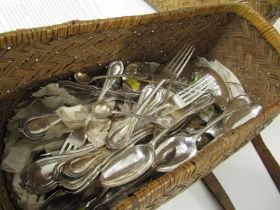 SILVERPLATE, large collection of Victorian silverplate cutlery including ornate fish servers