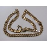 9ct YELLOW GOLD FLAT CURB LINK NECKLACE, approx. 88.3 grams, 22-24"